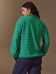 Green Velour Striped Rugby Top - Image 3 of 8