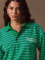Green Velour Striped Rugby Top - Image 4 of 8