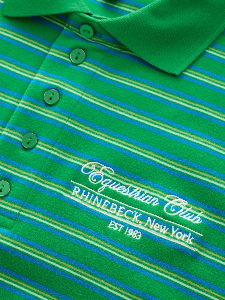 Green Velour Striped Rugby Top - Image 8 of 8 Green Velour Striped Rugby Top - Image 8 of 8