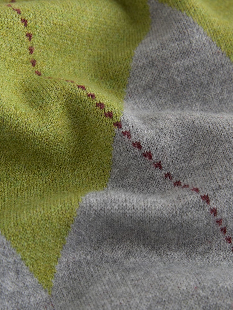 Grey/Green Crew Neck Knit Look Jumper - Image 3 of 3 Grey/Green Crew Neck Knit Look Jumper - Image 3 of 3