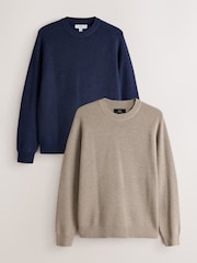 أزرق كحلي/محايد - Essential Knitted Jumpers 2 Pack - Image 1 of 11