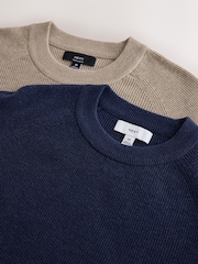 أزرق كحلي/محايد - Essential Knitted Jumpers 2 Pack - Image 10 of 11
