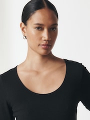 Black Fitted Crew Neck Long Sleeve T-Shirt - Image 5 of 5