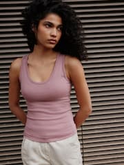 Mauve Purple Thick Strap Vest Top - Image 4 of 5