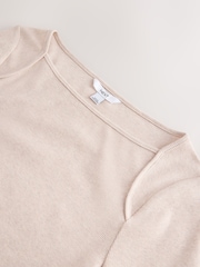 Oatmeal Long Sleeve Ribbed Crew Neck Top - Image 3 of 3