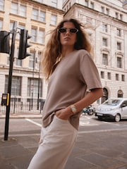 Mocha Brown Fitted Short Sleeve T-Shirt - Image 3 of 7
