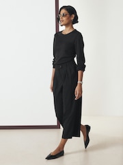 Қара - Cinch Waist Long Sleeve Top - 6суретінің 3 суреті