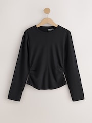 Black Cinch Waist Long Sleeve Top - Image 7 of 9