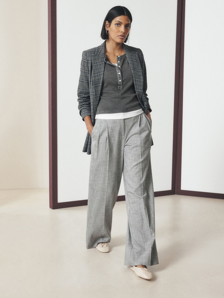 Grey Ribbed Henley Layer Long Sleeve Top - Image 2 of 9 Grey Ribbed Henley Layer Long Sleeve Top - Image 2 of 9