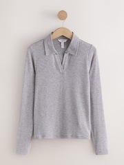 Grey N. Premium Open Collar Long Sleeve Top - Image 6 of 8