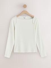 Grey/White Long Sleeve Ribbed Crew Neck Tops 2 Pack - Image 11 of 15