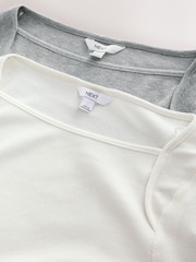 Grey/White Long Sleeve Ribbed Crew Neck Tops 2 Pack - Image 13 of 15