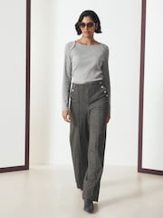 Grey/White Long Sleeve Ribbed Crew Neck Tops 2 Pack - Image 4 of 15