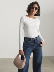 Grey/White Long Sleeve Ribbed Crew Neck Tops 2 Pack - Image 8 of 15