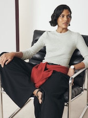 Grey Long Sleeve Ribbed Crew Neck Top - Image 1 of 9
