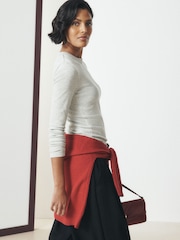 Grey Long Sleeve Ribbed Crew Neck Top - Image 3 of 9