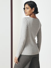 Grey Long Sleeve Ribbed Crew Neck Top - Image 2 of 6