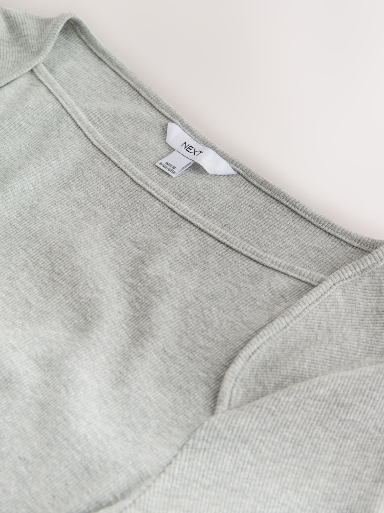 Grey Long Sleeve Ribbed Crew Neck Top - Image 6 of 6