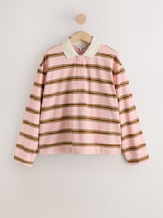 Pink/green Stripe Long Sleeve Rugby Polo Top - Image 7 of 9