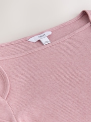Pink Long Sleeve Ribbed Crew Neck Top - Image 3 of 3
