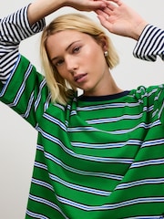 Green Stripe Relaxed Fit Layered Long Sleeve T-Shirt - Image 5 of 5