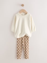 Cream Spot Sweatshirt and Leggings Set (3mths-7yrs) - Image 2 of 4