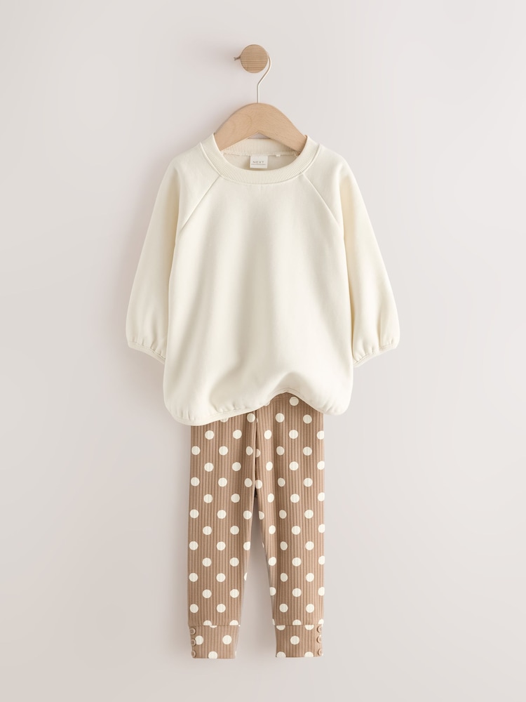 Cream Spot Sweatshirt and Leggings Set (3mths-7yrs) - Image 2 of 4 Cream Spot Sweatshirt and Leggings Set (3mths-7yrs) - Image 2 of 4