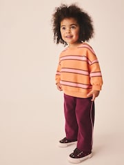Orange/Purple Stripe Sweatshirt and Wide Leg Joggers Set (3mths-7yrs) - Image 2 of 4