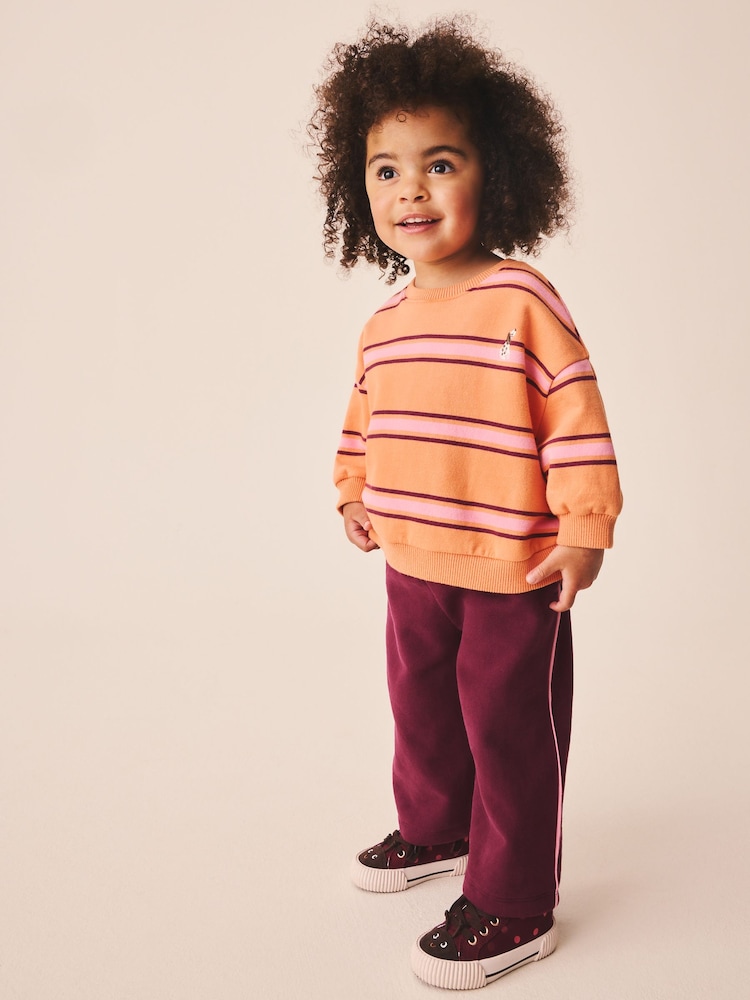Orange/Purple Stripe Sweatshirt and Wide Leg Joggers Set (3mths-7yrs) - Image 2 of 4