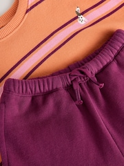 Orange/Purple Stripe Sweatshirt and Wide Leg Joggers Set (3mths-7yrs) - Image 9 of 10