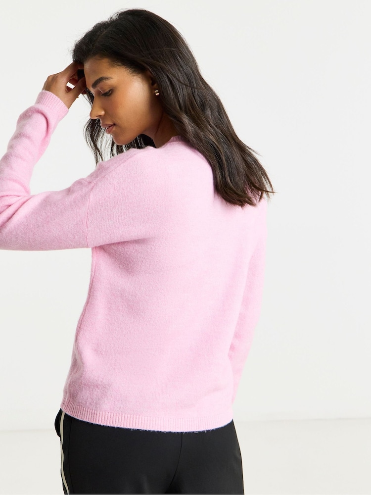 Simply Be Pink V-Neck Jumper - Image 2 of 4