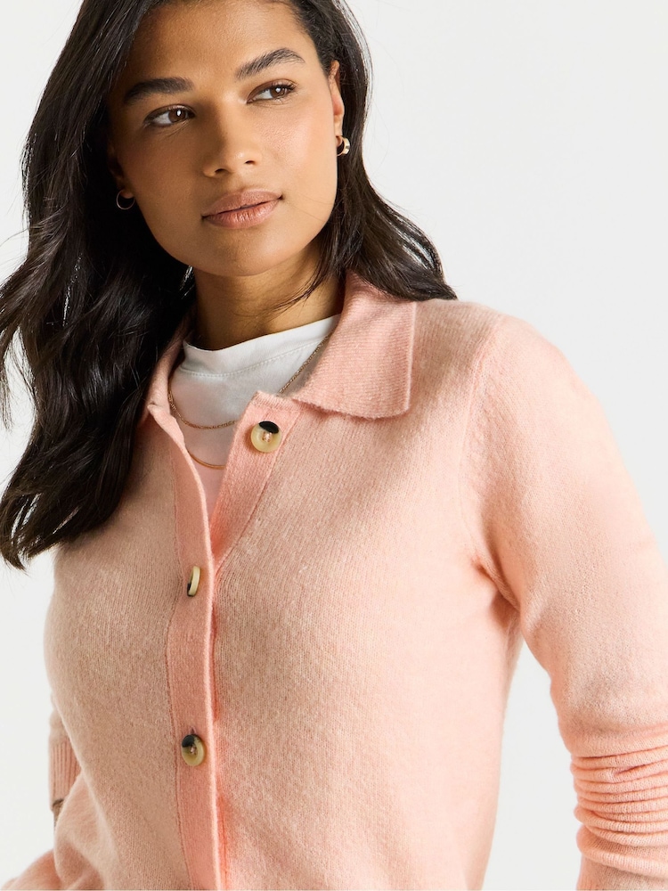 Simply Be Pink Button Through Collar Cardigan - Image 4 of 4