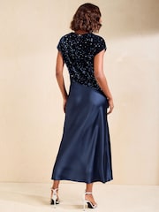 Marin - Friends Like These Asymmetric Sequin Satin Midi Dress - Bild 4 av 5