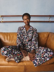 Cath Kidston Navy Butterfly Print Button Through Pyjamas - Image 1 of 8