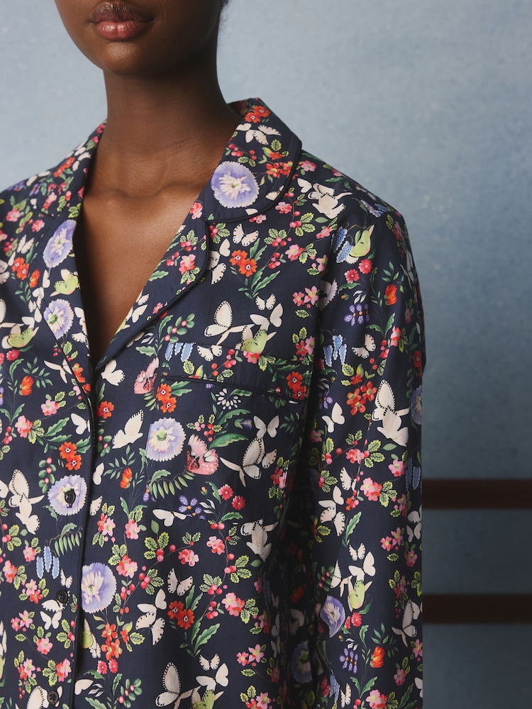 Cath Kidston Navy Butterfly Print Button Through Pyjamas - Image 2 of 8