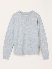FatFace Barley Blue Twist Knitted Crew Neck Jumper - Image 6 of 6