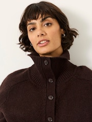 FatFace Freya Dark Red Funnel Neck Knitted Cardigan - Image 5 of 6