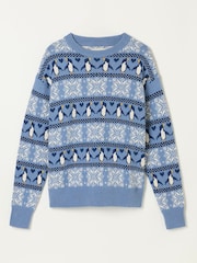 FatFace Blue Penguin Knitted Jumper - Image 6 of 6