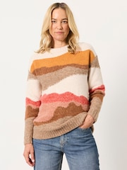 FatFace Natural Landscape Scene Knitted Crew Jumper - Image 1 of 6