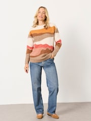 FatFace Natural Landscape Scene Knitted Crew Jumper - Image 4 of 6