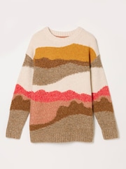 FatFace Natural Landscape Scene Knitted Crew Jumper - Image 6 of 6