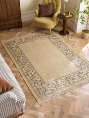 Laura Ashley Natural Floral Border Rug - Image 1 of 5