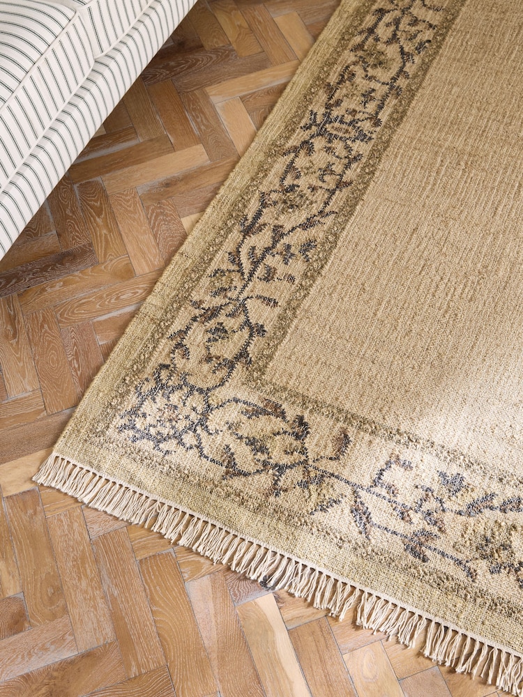 Laura Ashley Natural Floral Border Rug - Image 2 of 5 Laura Ashley Natural Floral Border Rug - Image 2 of 5
