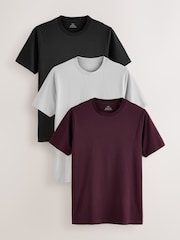 Red/Grey/Black Muscle Fit Essential T-Shirts 3 Pack - Image 1 of 9