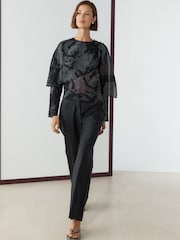Navy Horse Print Long Sleeved Cape Top - Image 2 of 9