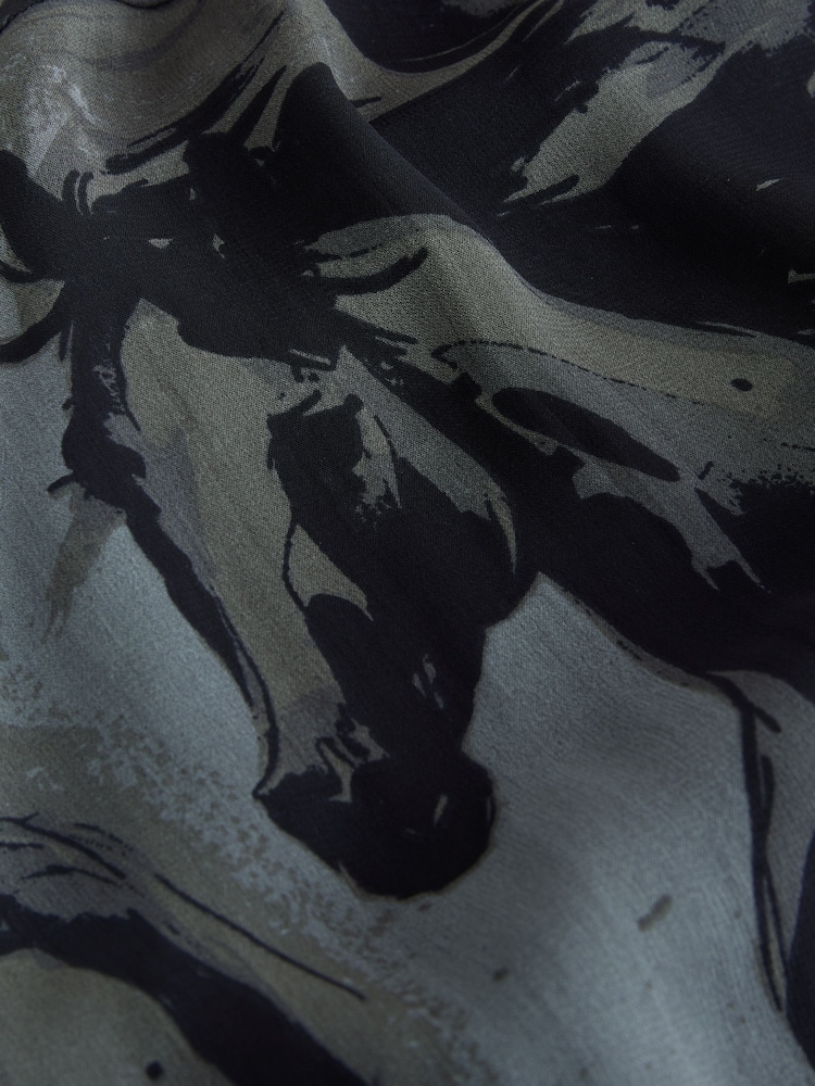 Navy Horse Print Long Sleeved Cape Top - Image 9 of 9 Navy Horse Print Long Sleeved Cape Top - Image 9 of 9