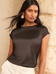 Love & Roses X2 Black and White Satin Front Multipack T-Shirt - Image 3 of 7