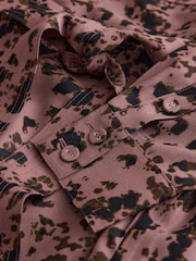 Pink Print Long Sleeve Tie Waist Shirt Dress - Image 6 of 7