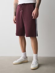 Burgundy Red Jersey Side Stripe Jort Shorts - Image 1 of 8