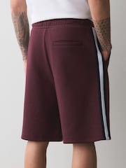 Burgundy Red Jersey Side Stripe Jort Shorts - Image 3 of 8